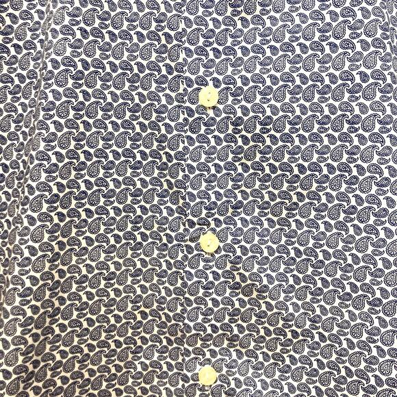 Kenneth Cole Reaction Cotton Blue White Paisley Button Up Formal Dress Shirt - Picture 5 of 8